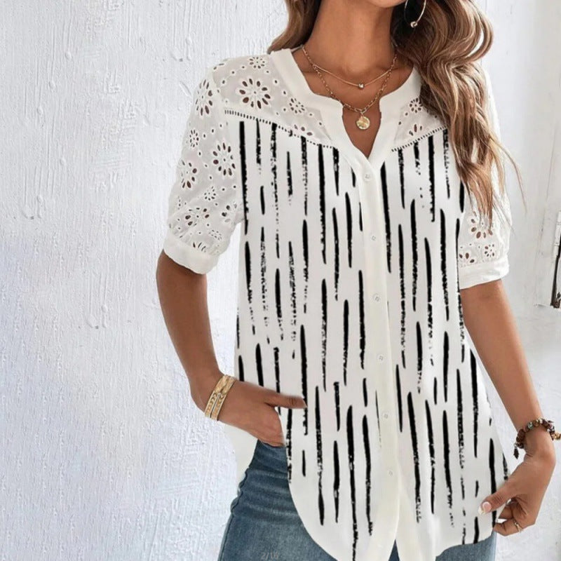 Kimberly Benn | Casual Lace Printed Blouse
