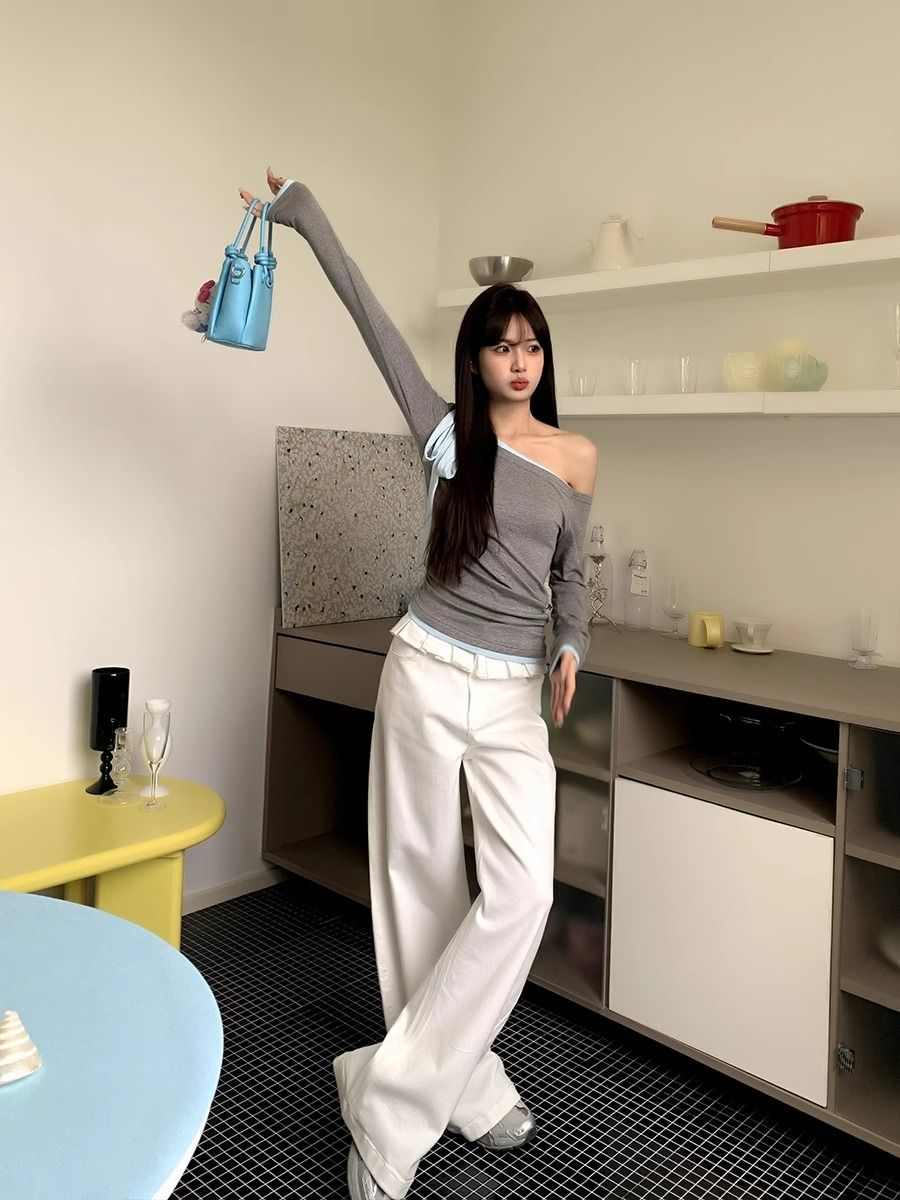 Kimberly Benn | Elegant Lace-Trimmed Wide-Leg Jeans