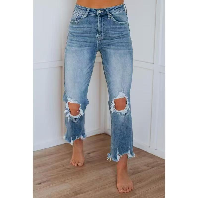 Kimberly Benn | Casual Washed Slim-Fit Ripped Jeans