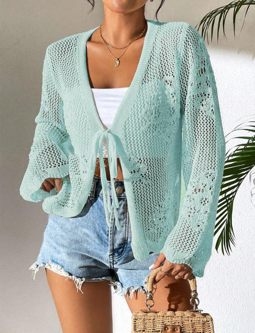 Kimberly Benn | Elegant Tie Front Long Sleeve Cardigan
