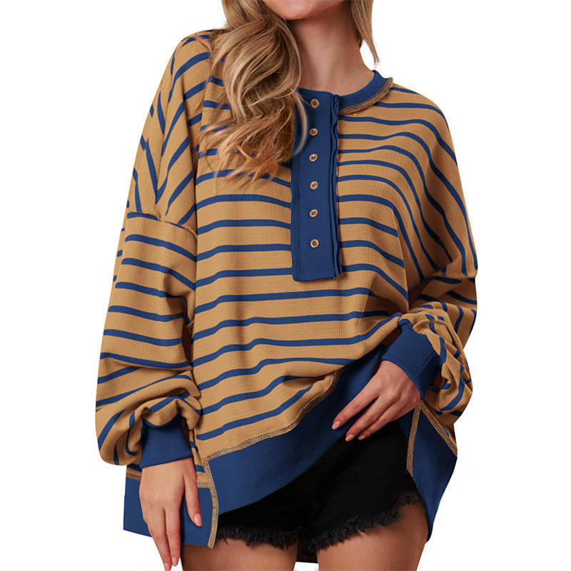 Kimberly Benn | Casual Oversized Striped Long Sleeve Sweatshirt