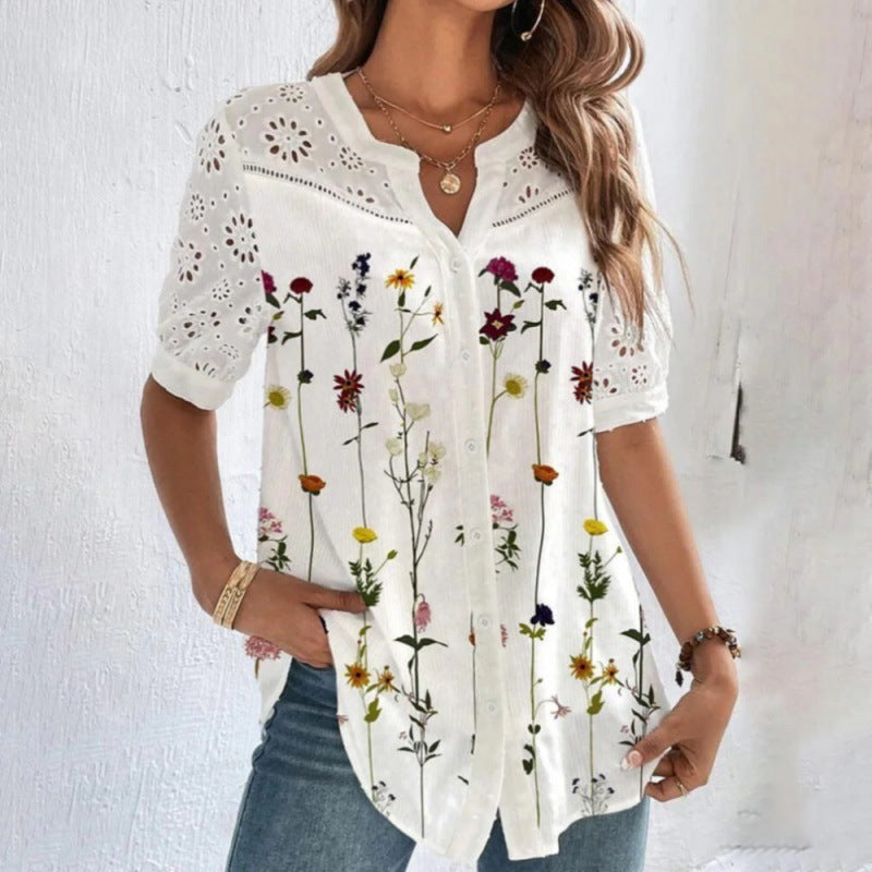 Kimberly Benn | Casual Lace Printed Blouse
