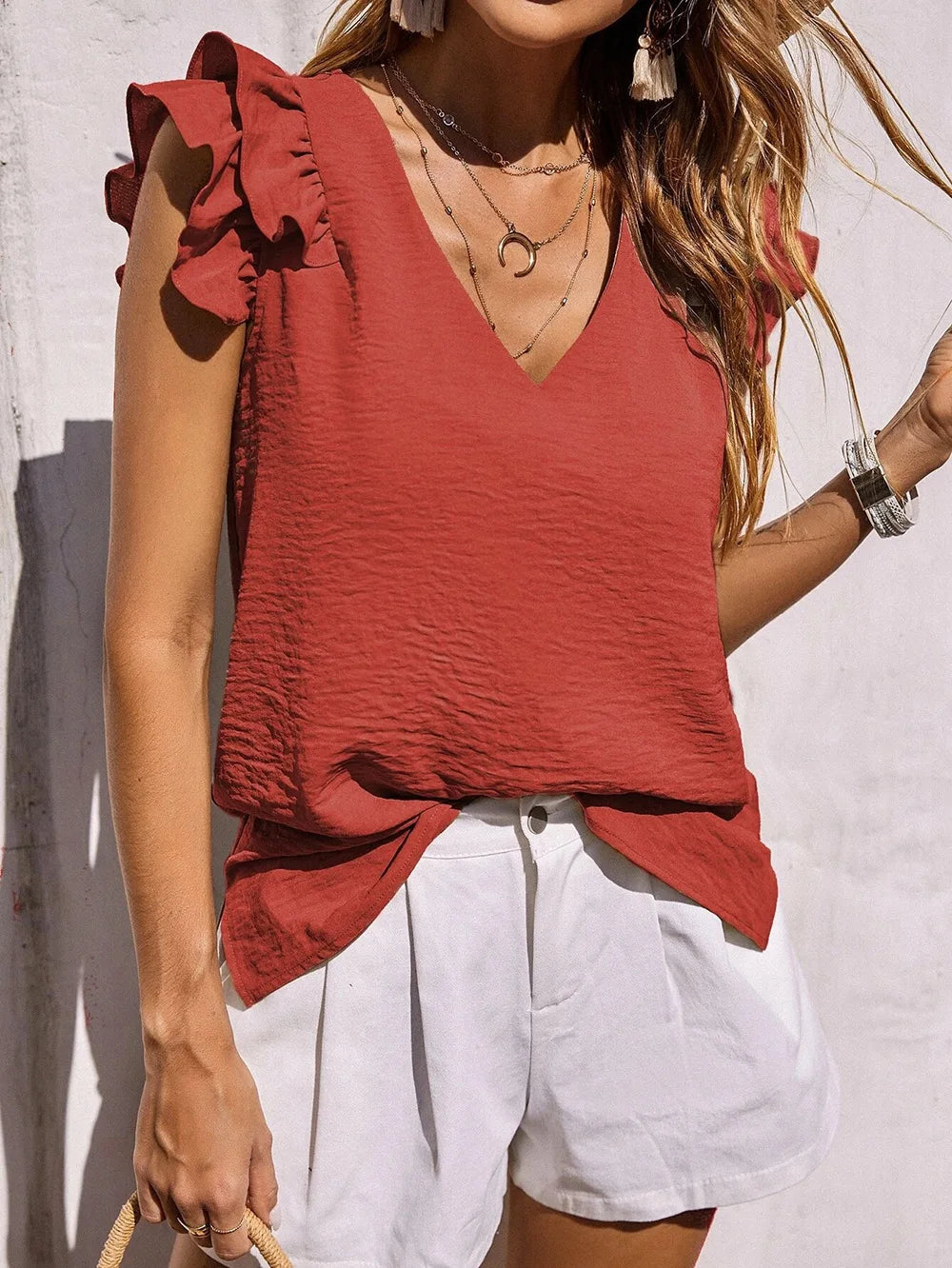 Kimberly Benn | Flowy Ruffle Sleeve Summer Blouse