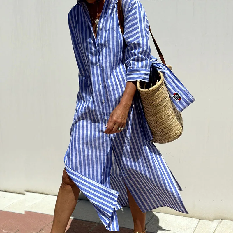 Kimberly Benn | Elegant Striped Shirt Dress