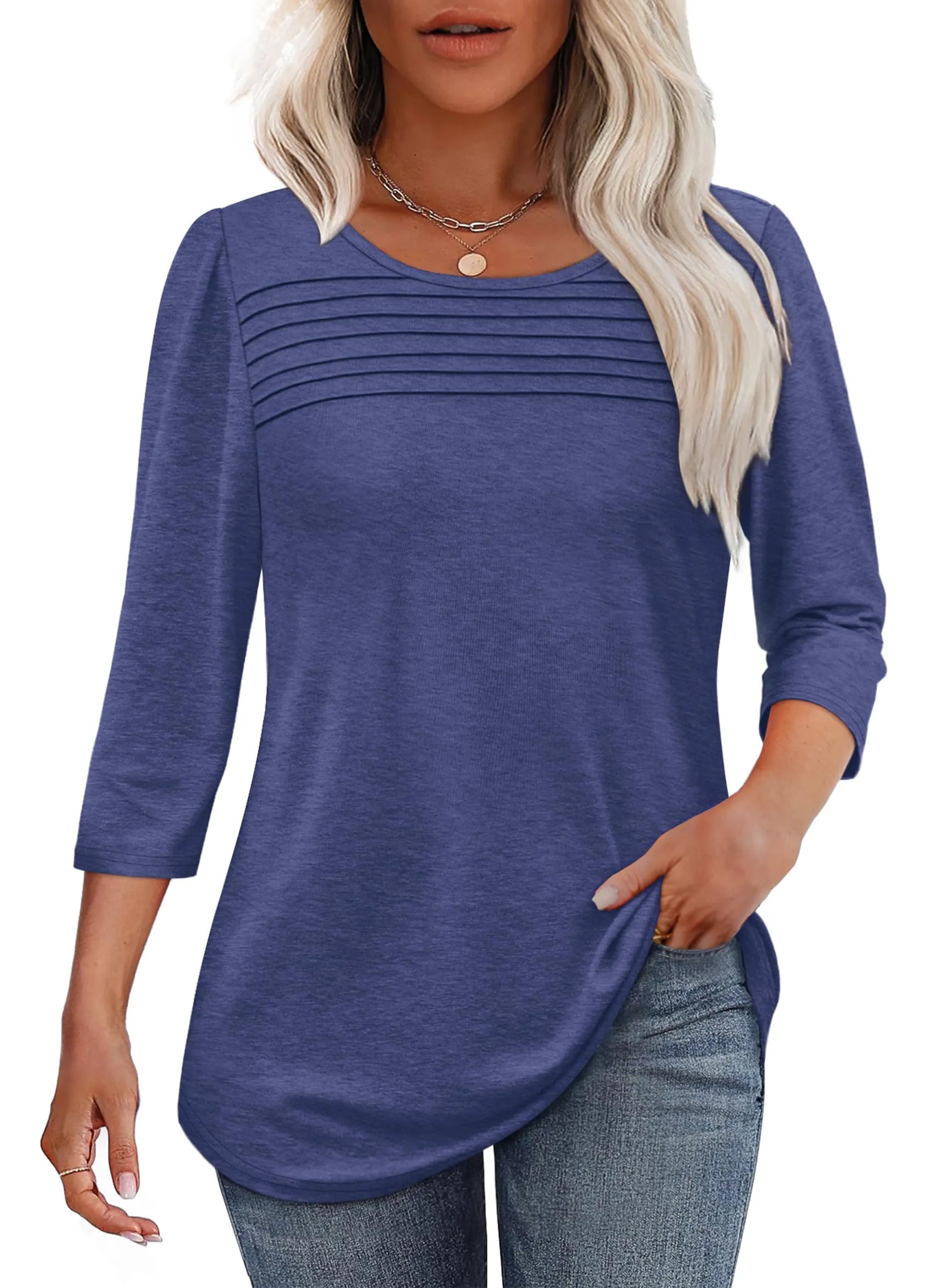 Kimberly Benn | Pleated 3/4 Sleeve Top