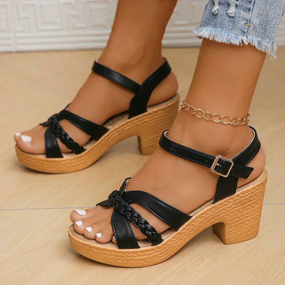 Kimberly Benn | Braided Strap Platform Sandals