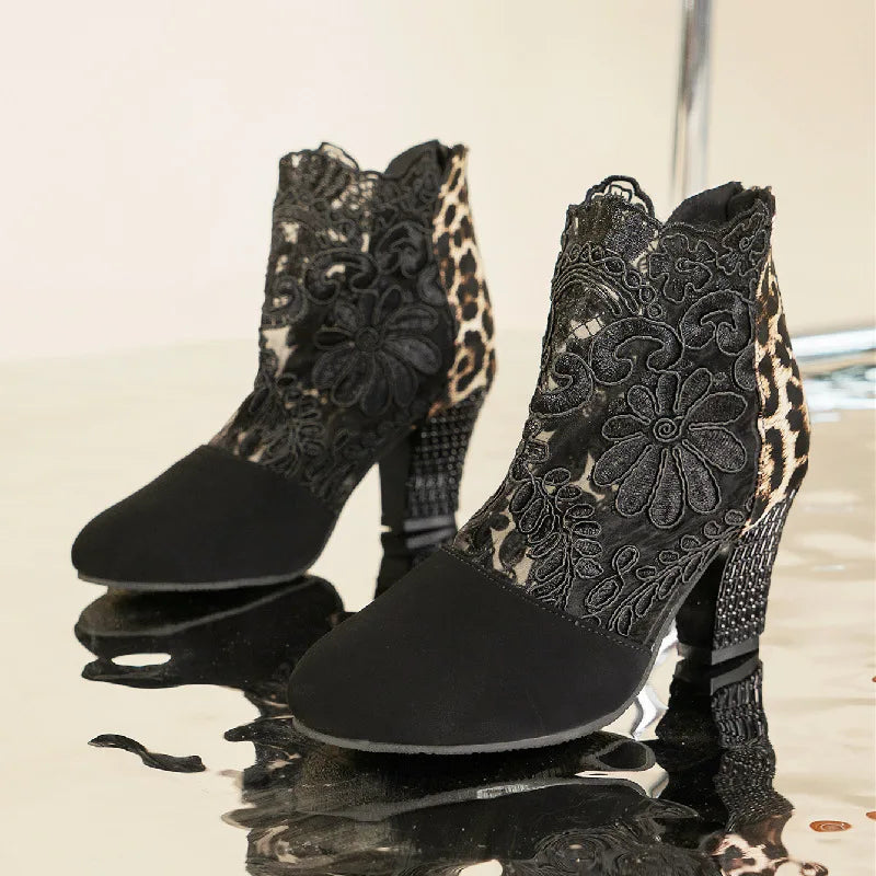 Kimberly Benn | Elegant Lacy High Heels Mesh Boots