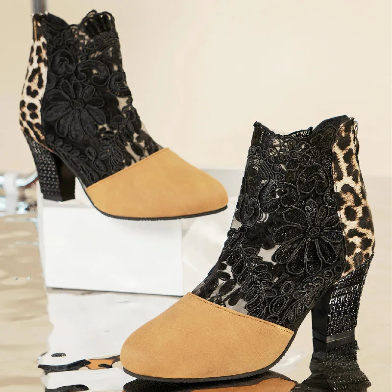 Kimberly Benn | Elegant Lacy High Heels Mesh Boots