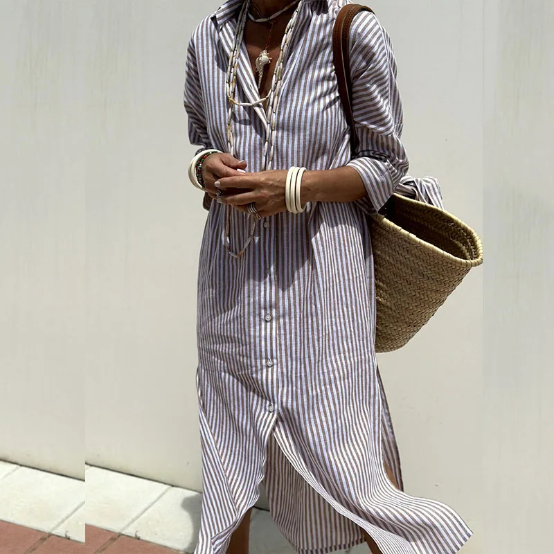 Kimberly Benn | Elegant Striped Shirt Dress