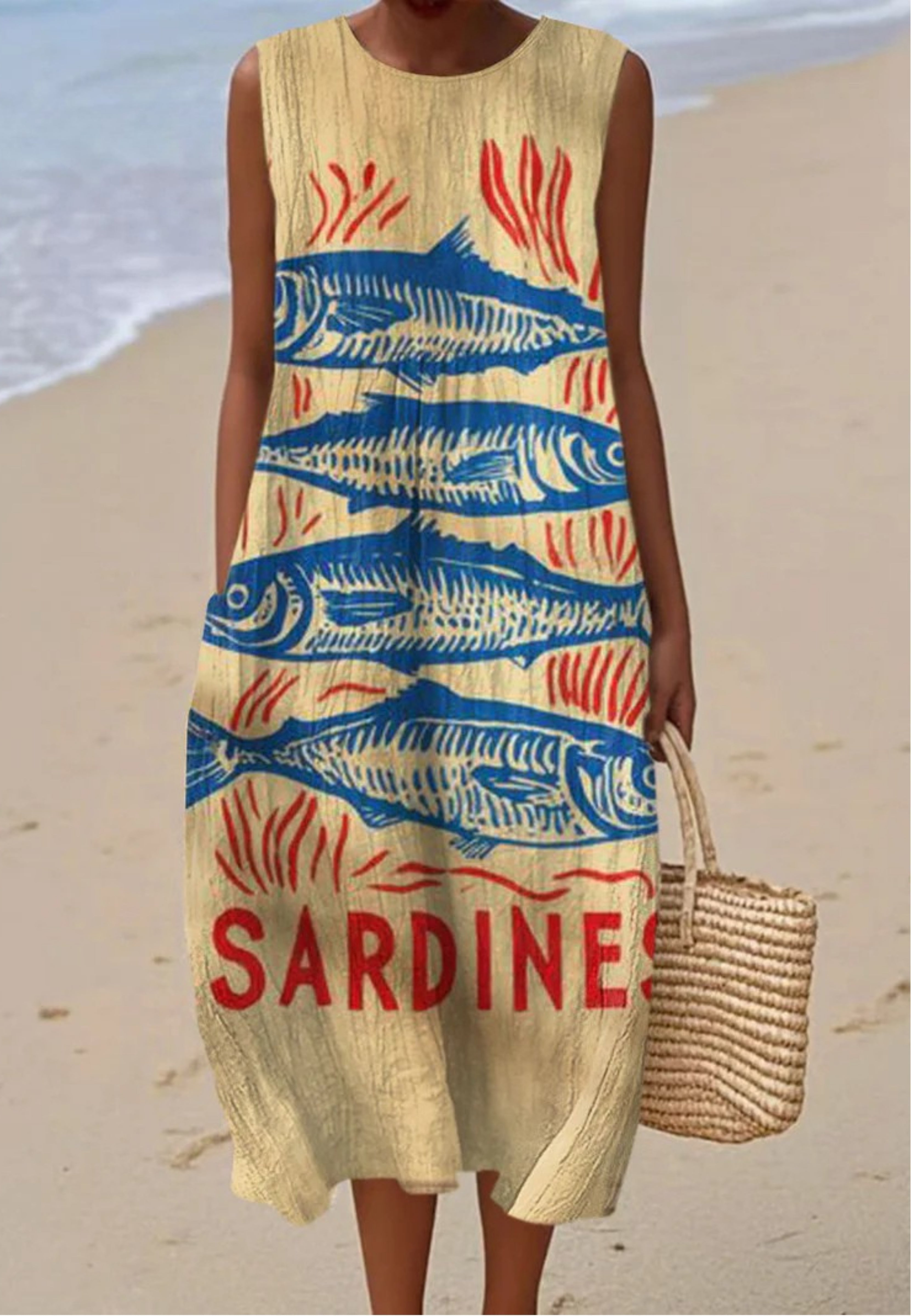 Kimberly Benn | Dress With Vintage Fish Art Print