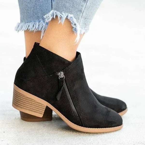 Kimberly Benn | Women's Ankle Boots – Side-Zip Design, Low Heel
