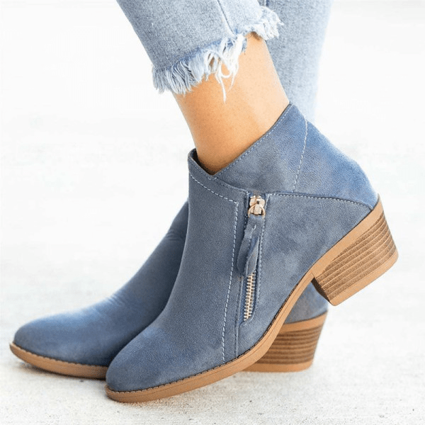 Kimberly Benn | Women's Ankle Boots – Side-Zip Design, Low Heel