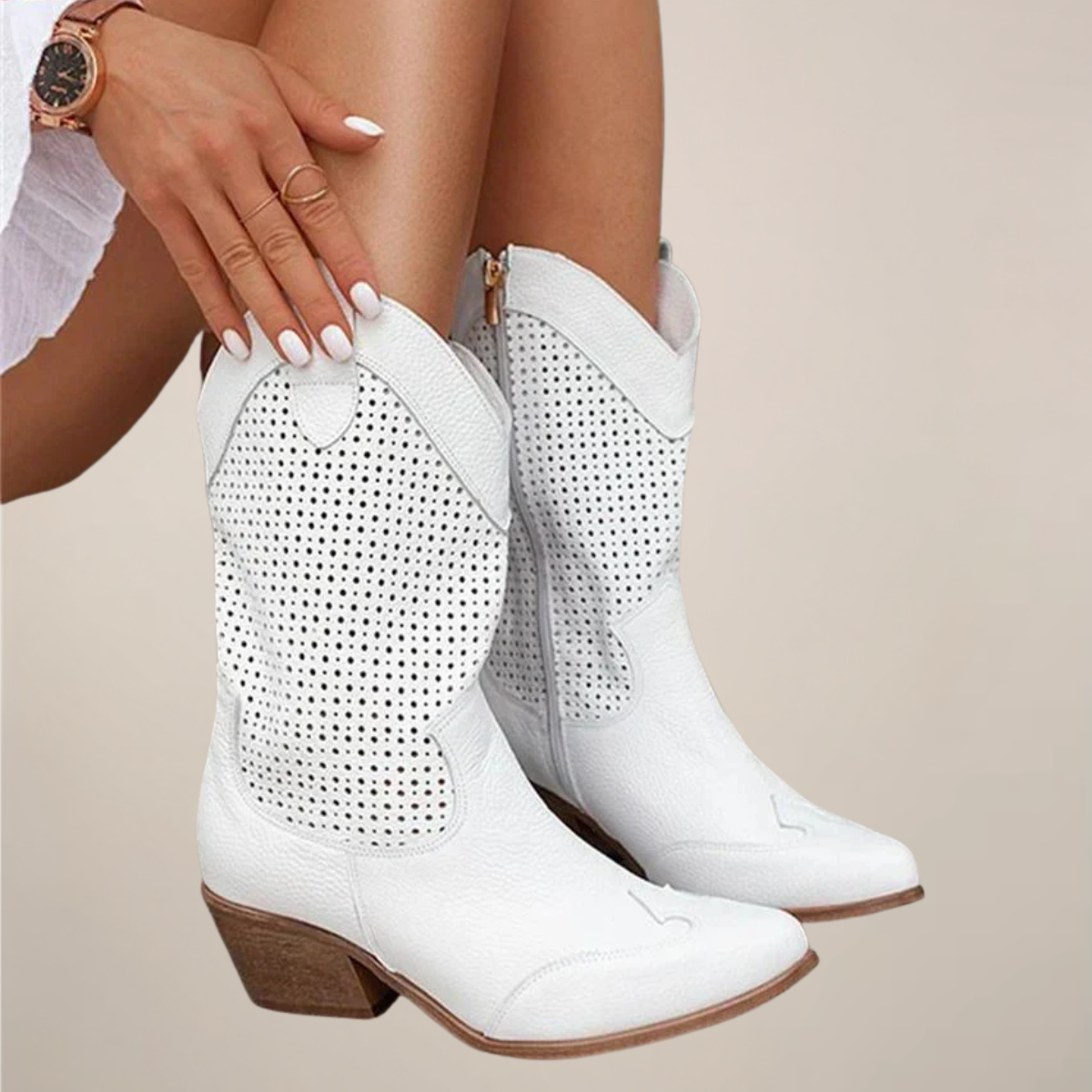Kimberly Benn | Women's Perforated Western Mid-Calf Boots