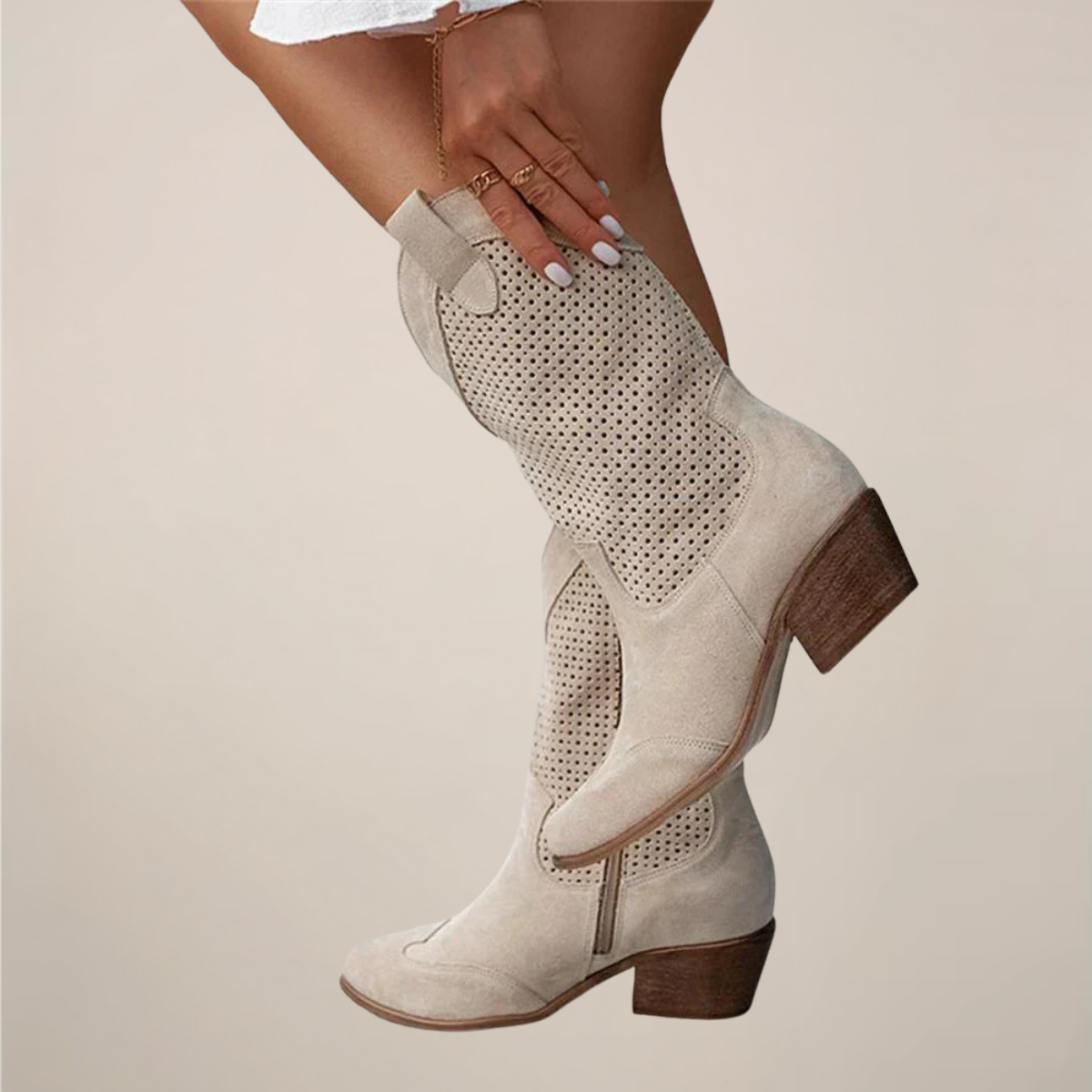 Kimberly Benn | Women's Perforated Western Mid-Calf Boots