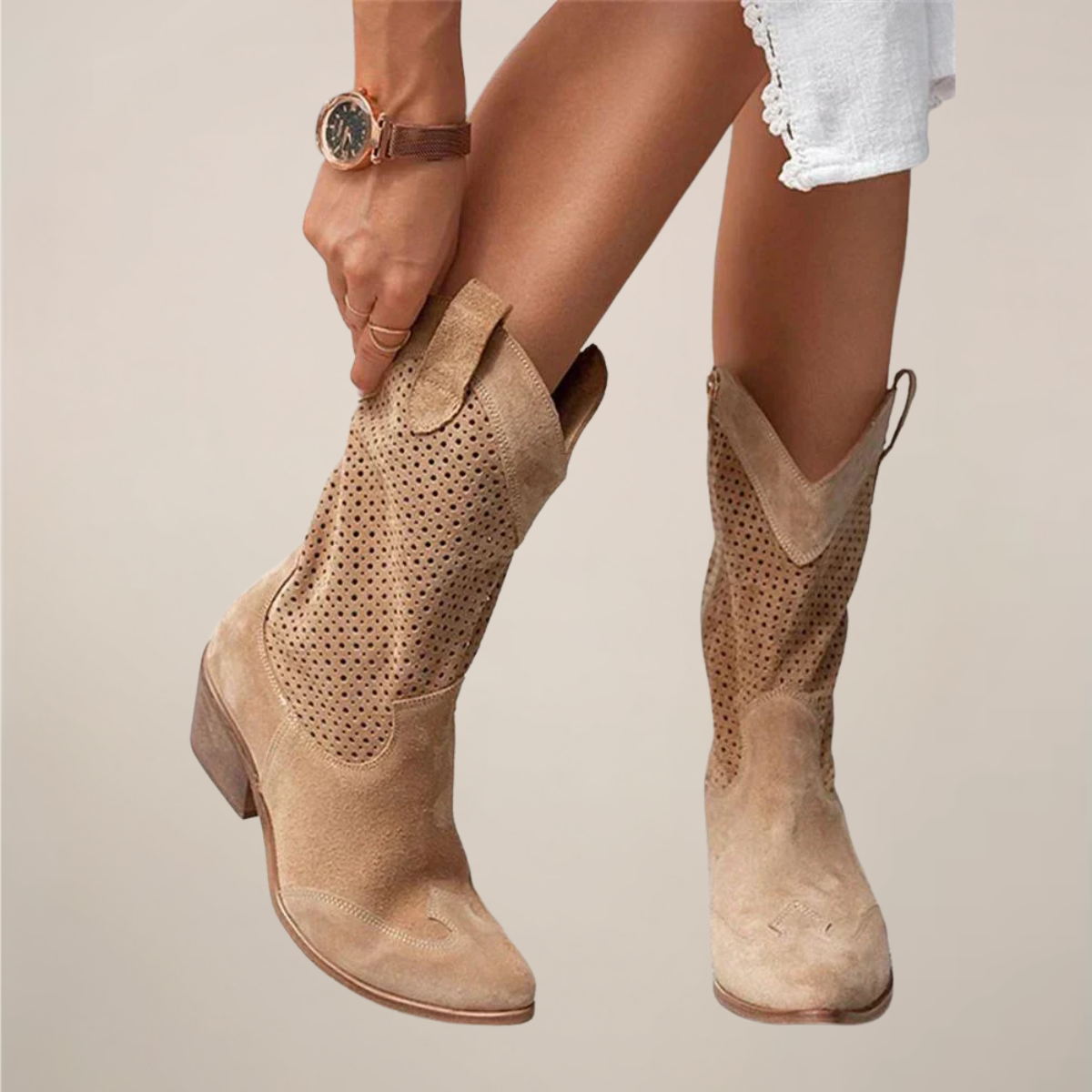 Kimberly Benn | Women's Perforated Western Mid-Calf Boots