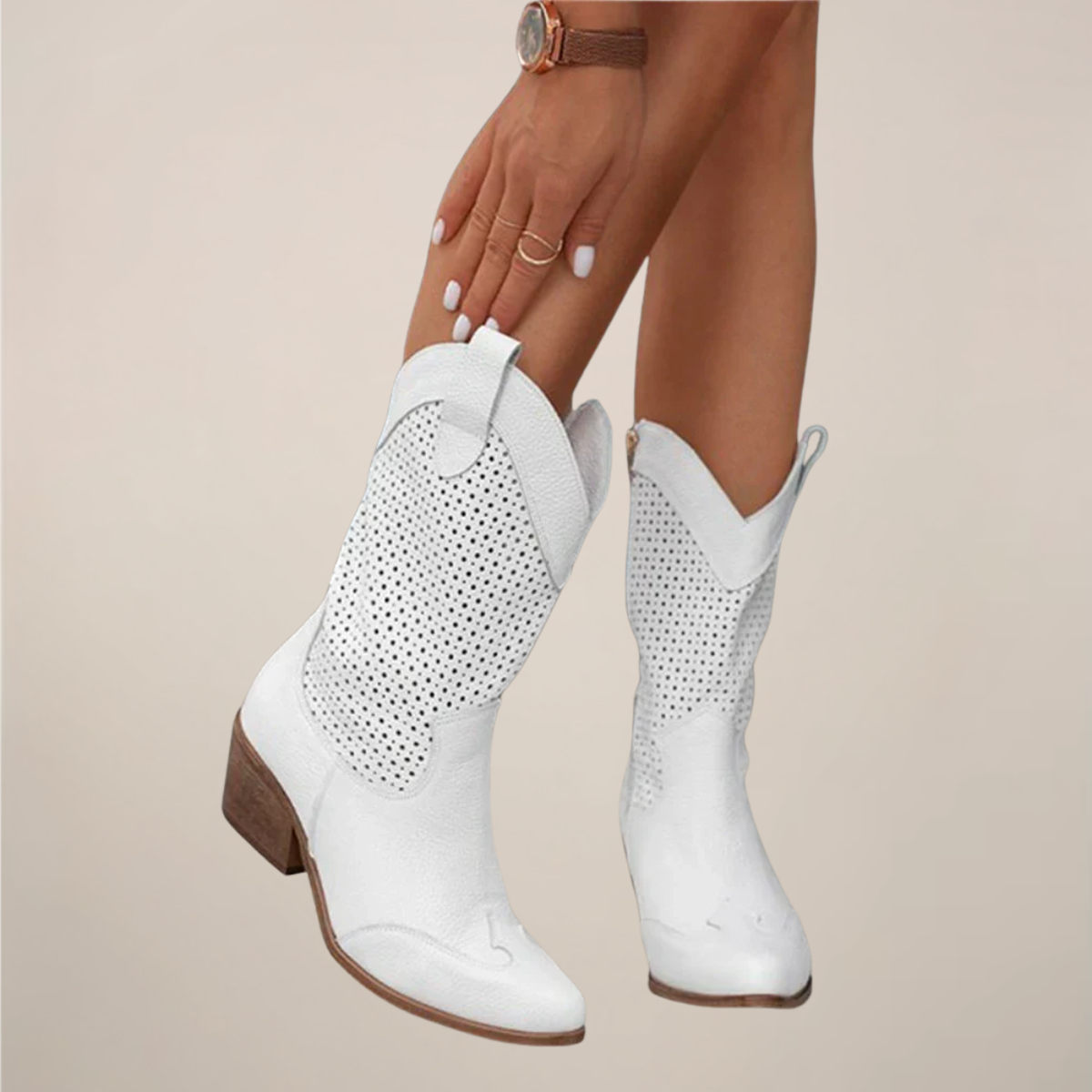 Kimberly Benn | Women's Perforated Western Mid-Calf Boots