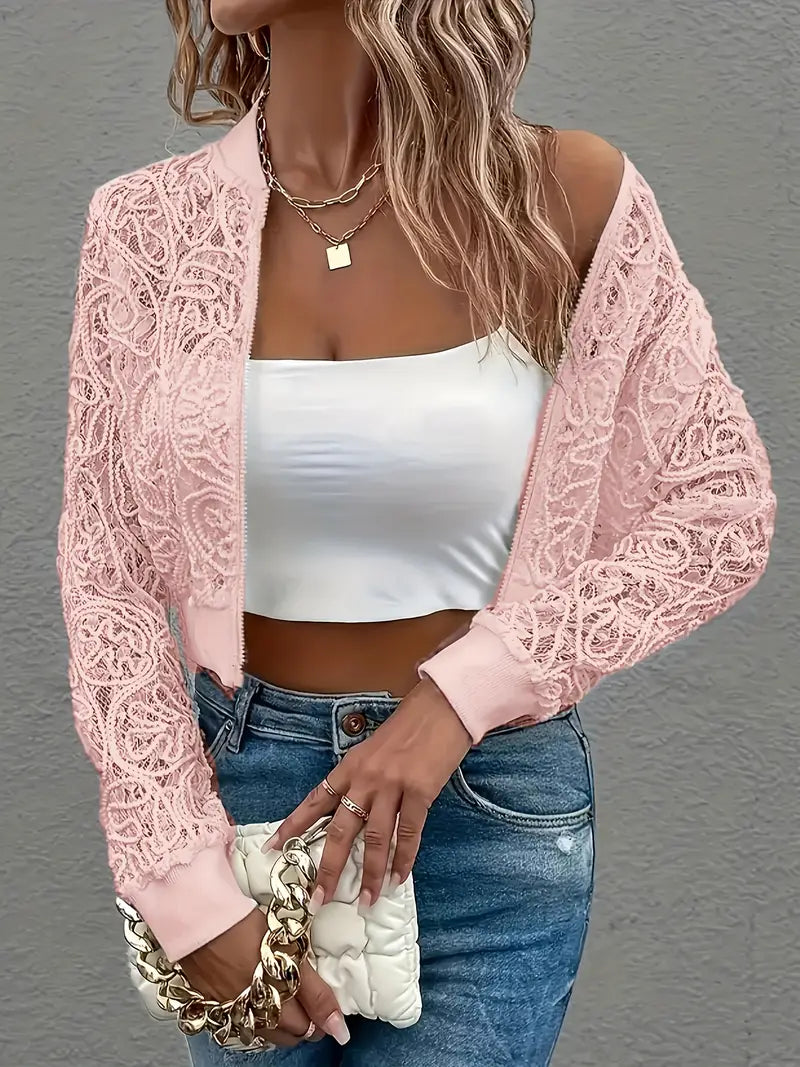 Kimberly Benn | Crop Lace Bomber