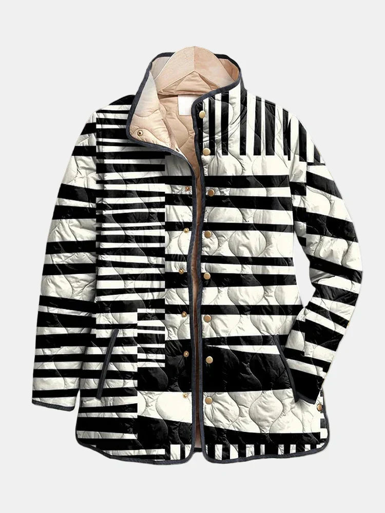 Kimberly Benn | Black And White Abstract Quilted Jacket