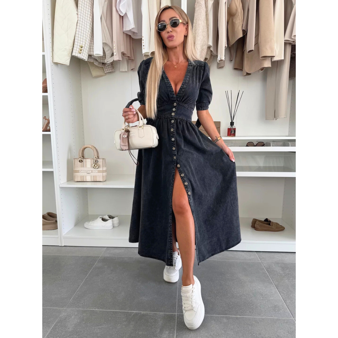 Kimberly Benn | Elegant V-Neck Midi Dress