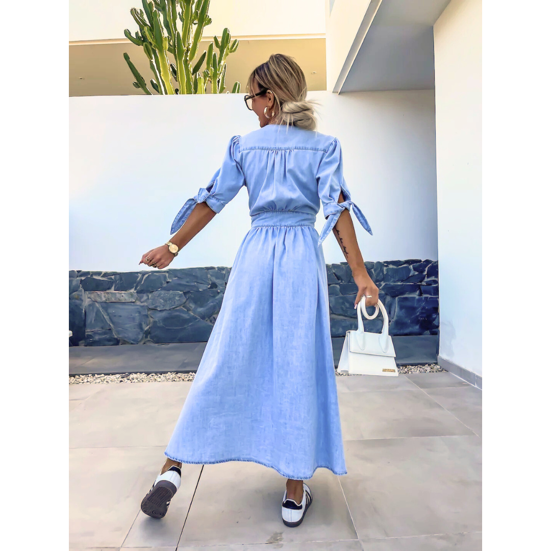 Kimberly Benn | Elegant V-Neck Midi Dress