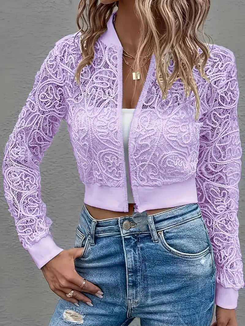 Kimberly Benn | Crop Lace Bomber