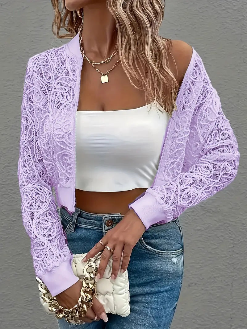 Kimberly Benn | Crop Lace Bomber