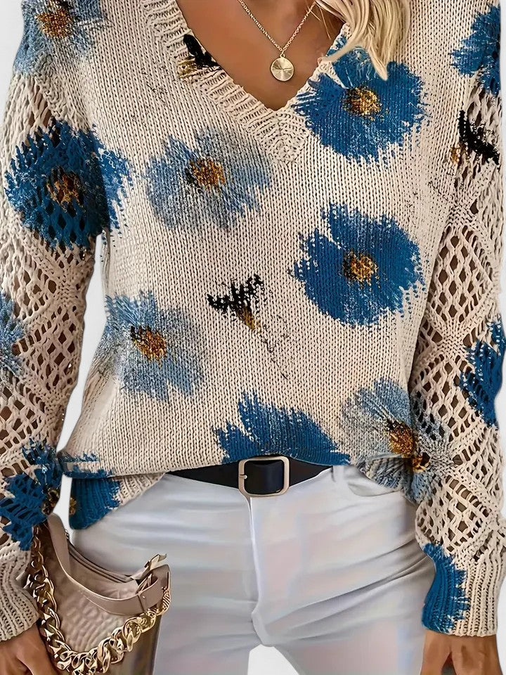 Kimberly Benn | Elegant Floral Knit Sweater