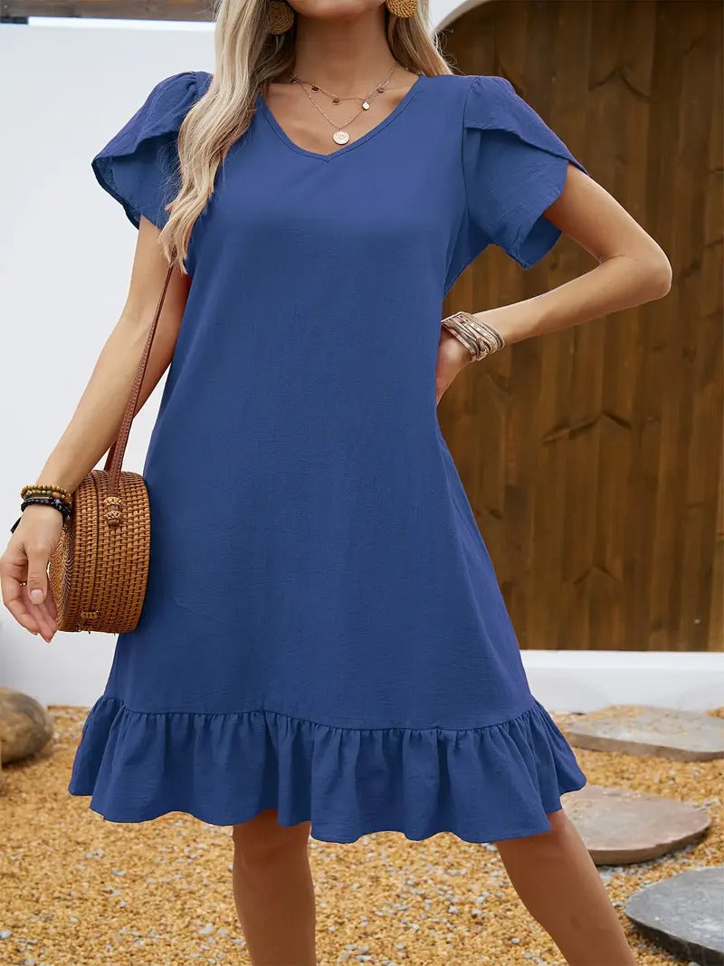 Kimberly Benn | Ruffle Sleeve V-Neck Dress