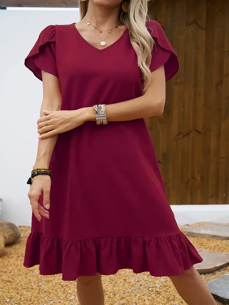 Kimberly Benn | Ruffle Sleeve V-Neck Dress