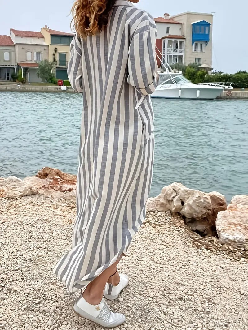 Kimberly Benn | Striped Button-Down Shirt Dress
