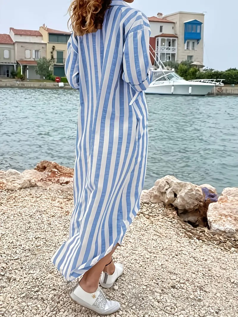 Kimberly Benn | Striped Button-Down Shirt Dress