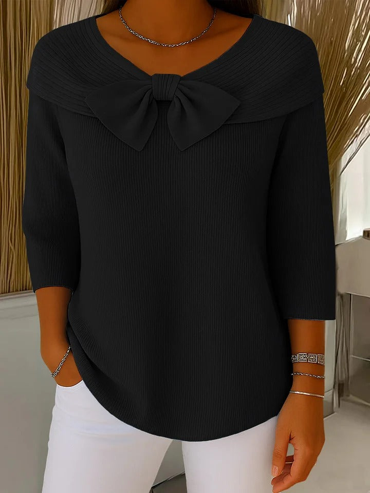 Kimberly Benn | Women's Sweater, Bow, Round Neckline