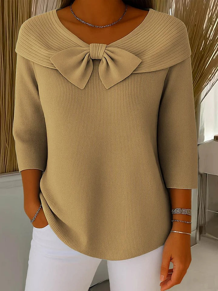 Kimberly Benn | Women's Sweater, Bow, Round Neckline