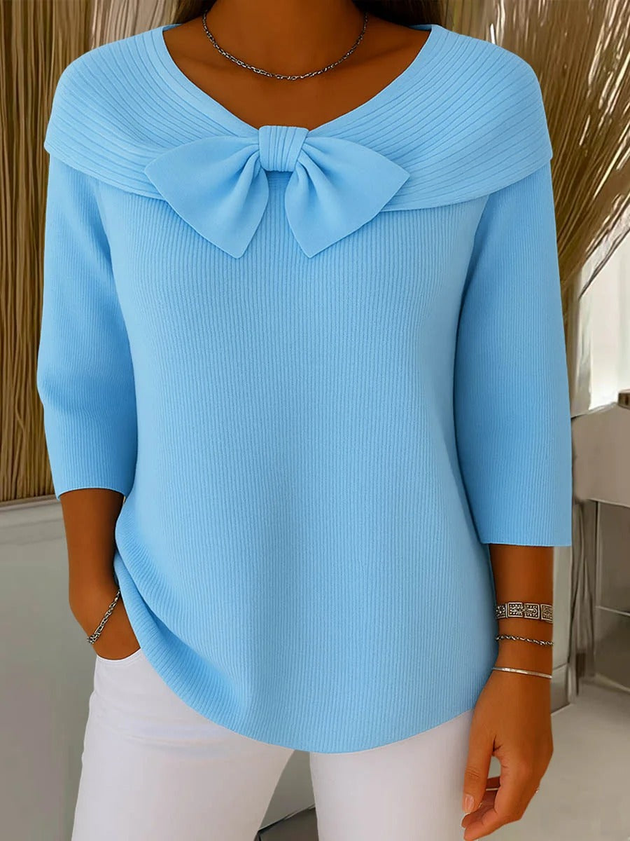 Kimberly Benn | Women's Sweater, Bow, Round Neckline