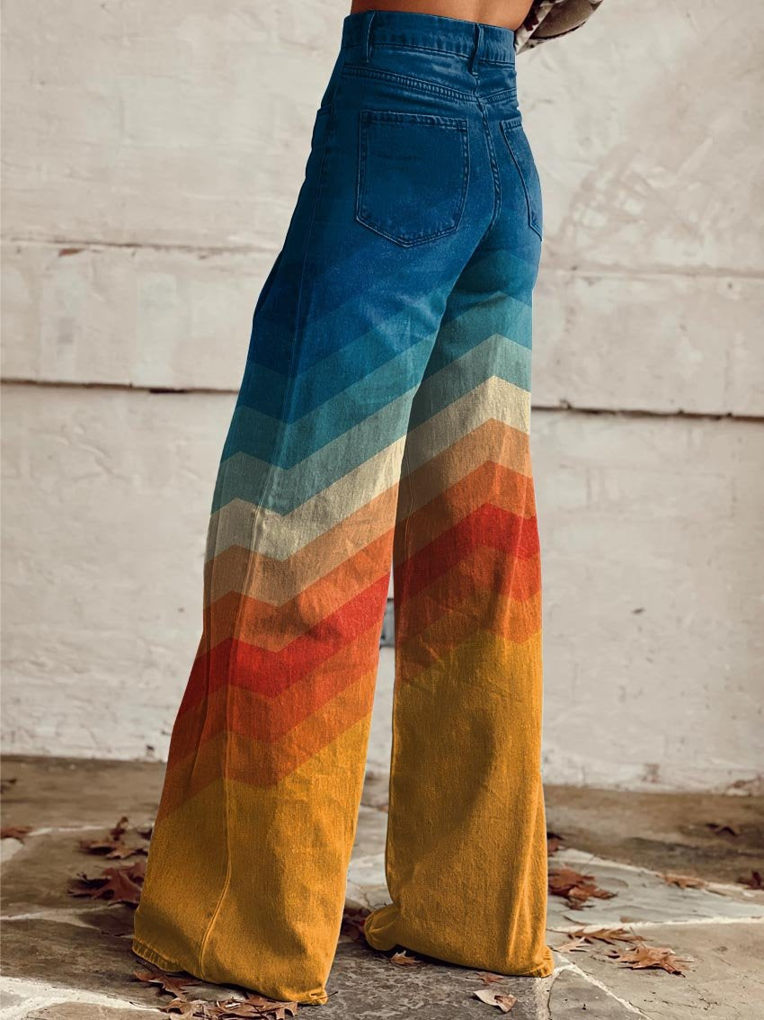Kimberly Benn | Sunset Chevron Wide-Leg Pants