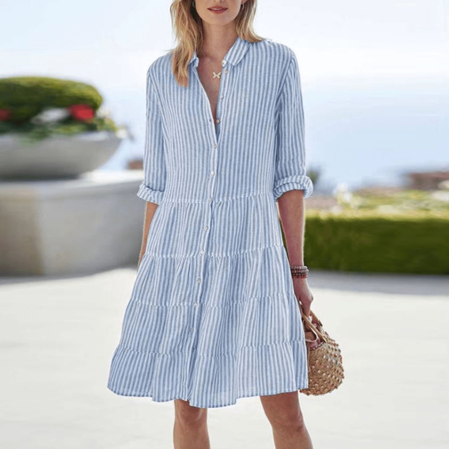 Kimberly Benn | Button-Front Striped Sundress
