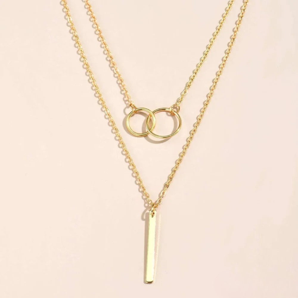 Kimberly Benn | Retro Gold Double Circle Pendant Necklace