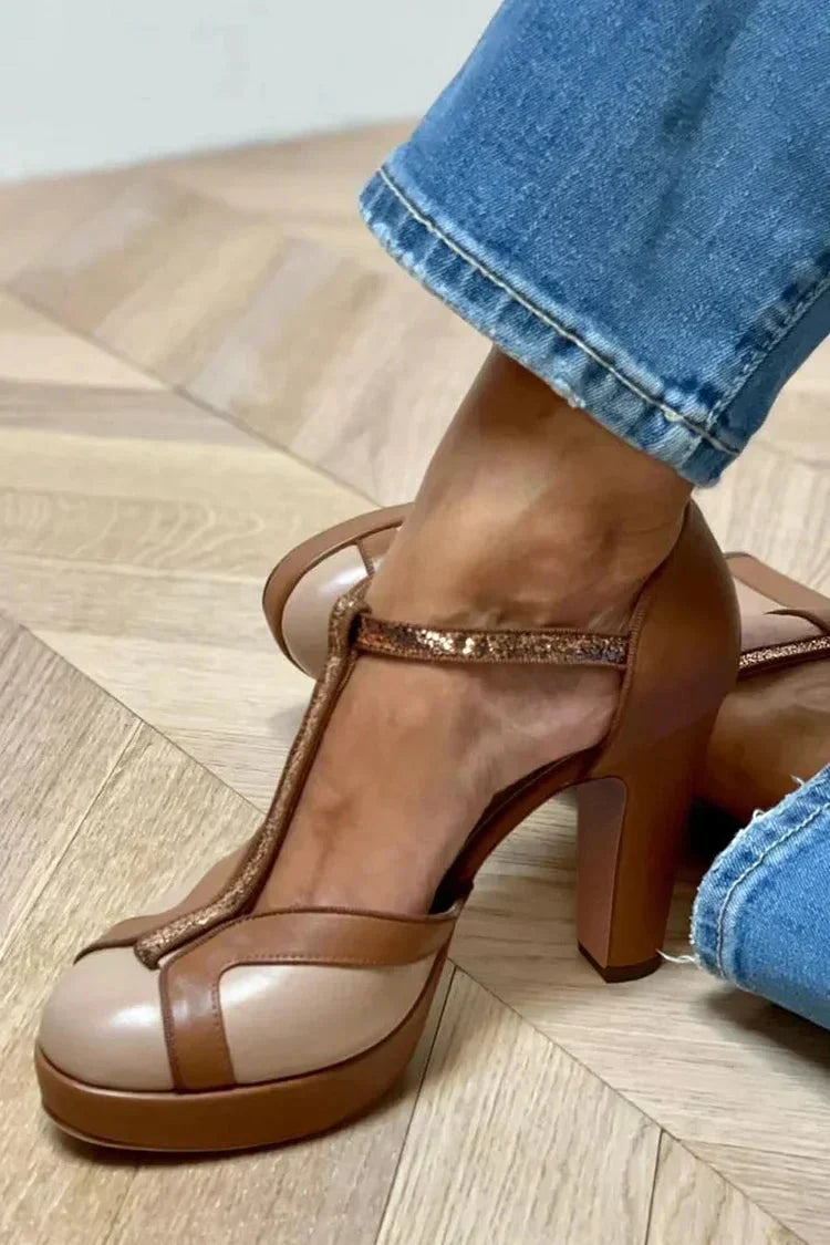 Kimberly Benn | Two-Tone T-Strap Heels