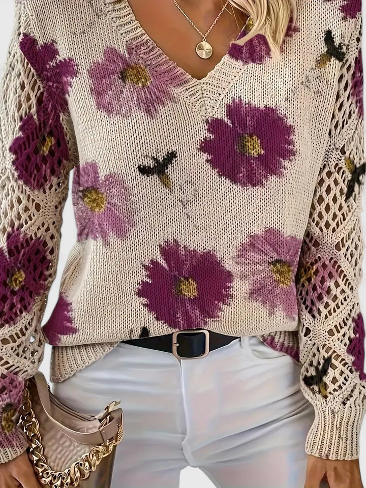 Kimberly Benn | Elegant Floral Knit Sweater