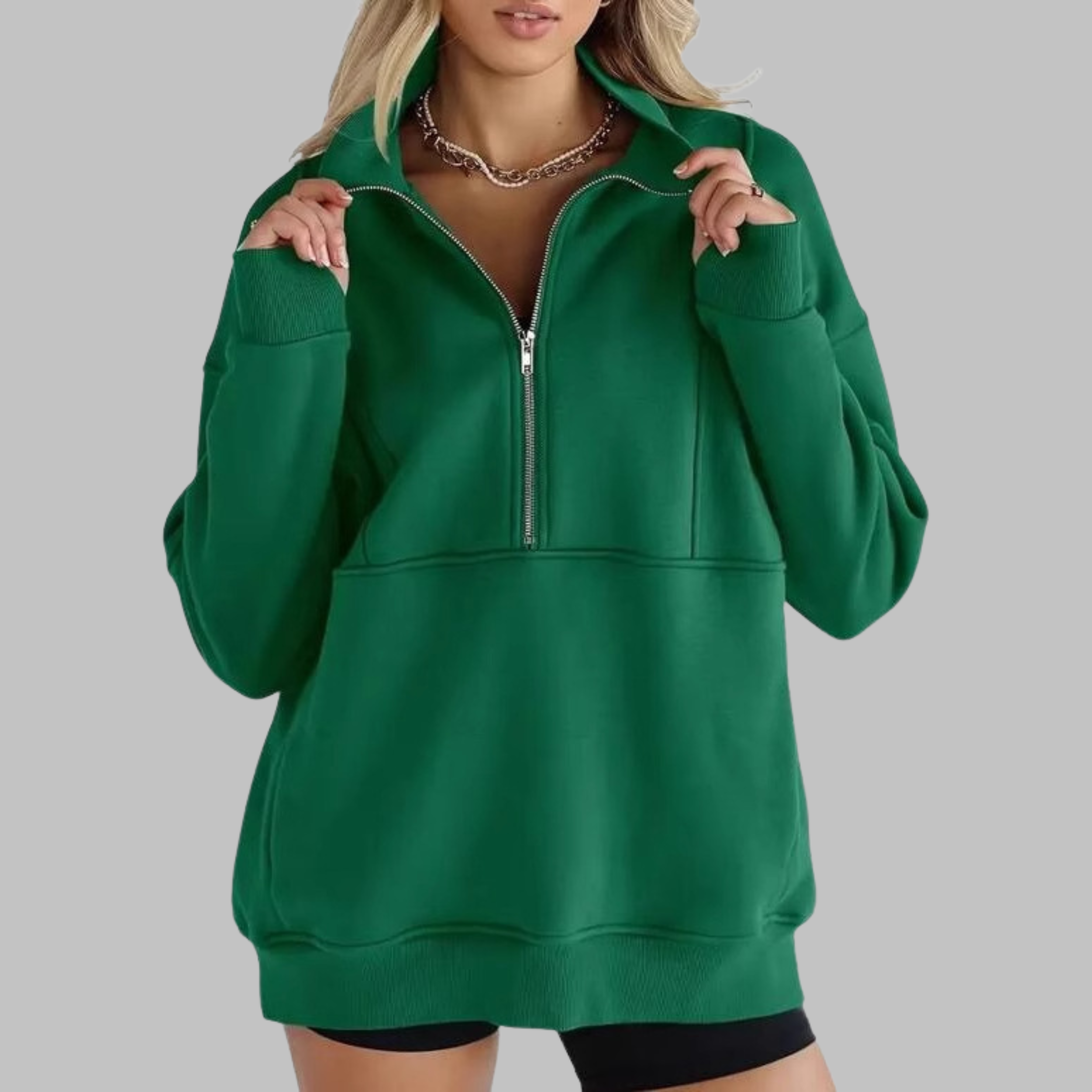 Kimberly Benn | Comfy Collar Half Zip Oversized Long Sleeve Sweatshirt