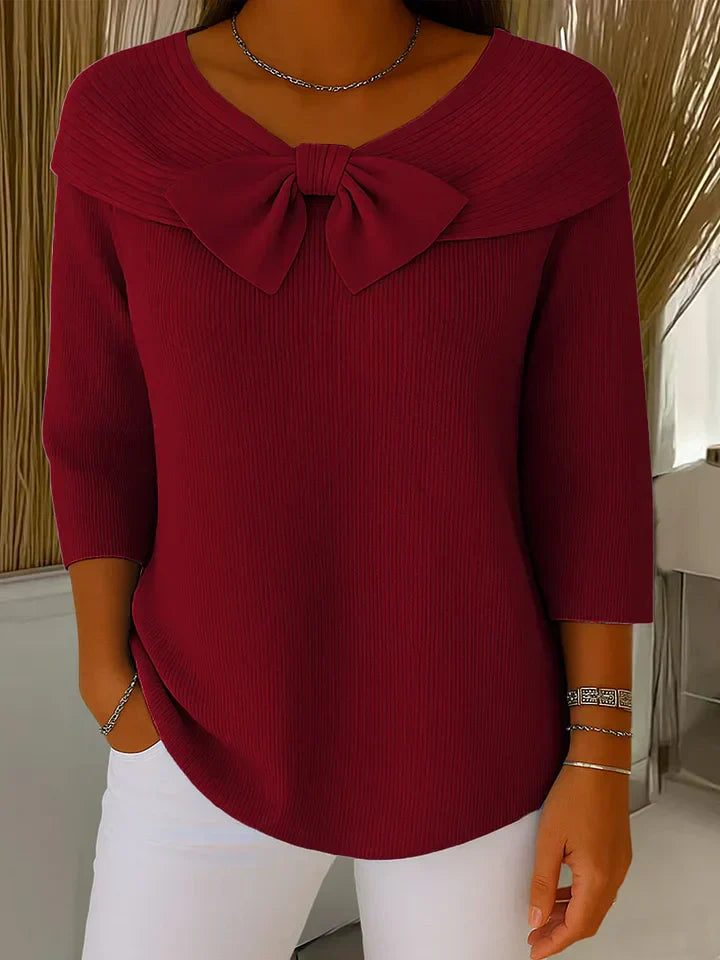 Kimberly Benn | Women's Sweater, Bow, Round Neckline