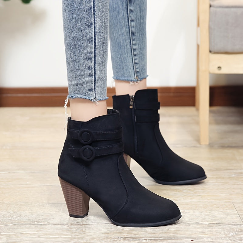 Kimberly Benn | Block Heel Ankle Boots in Soft Material