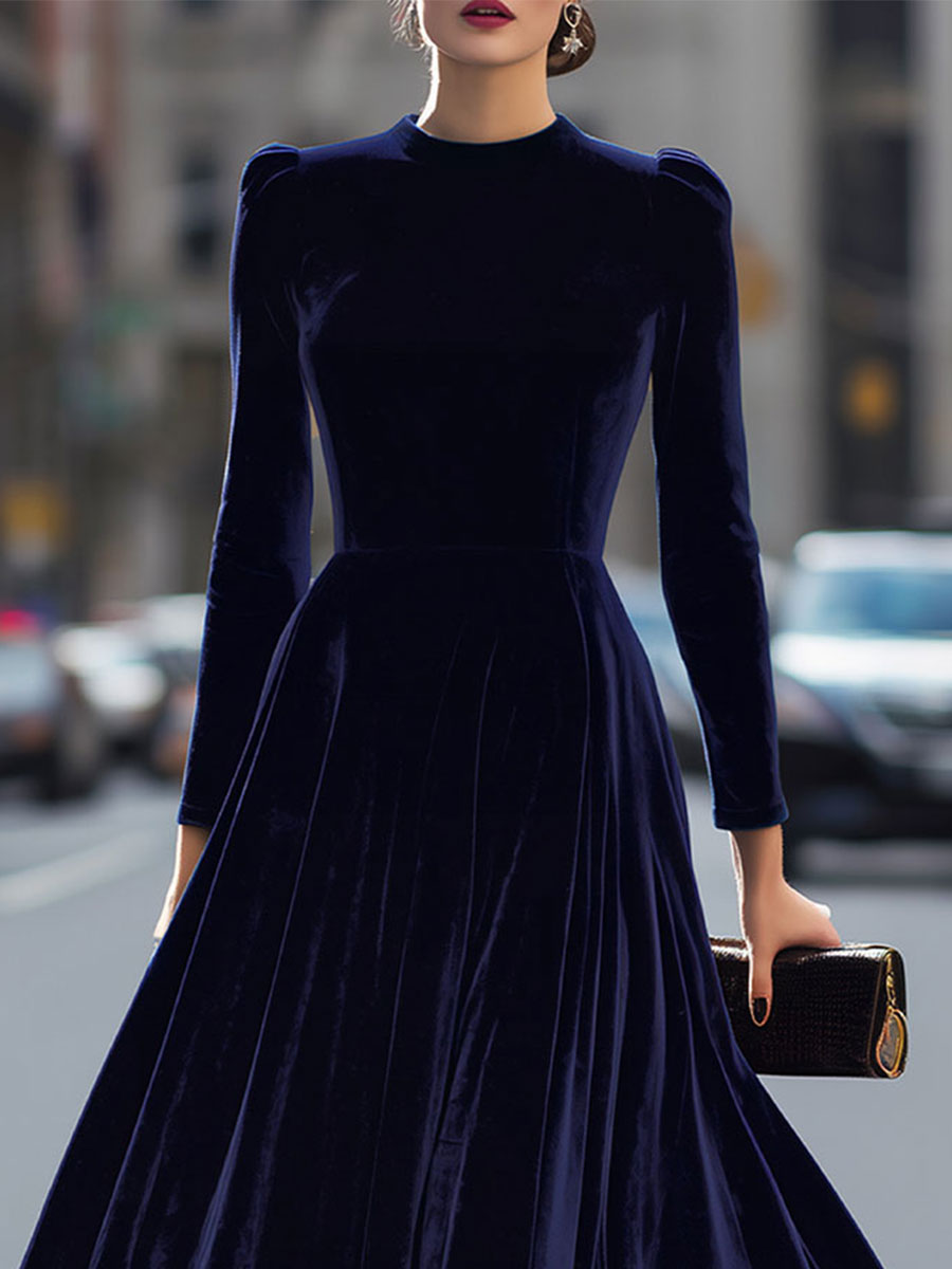 Kimberly Benn | Navy Blue Long-Sleeve Midi Dress