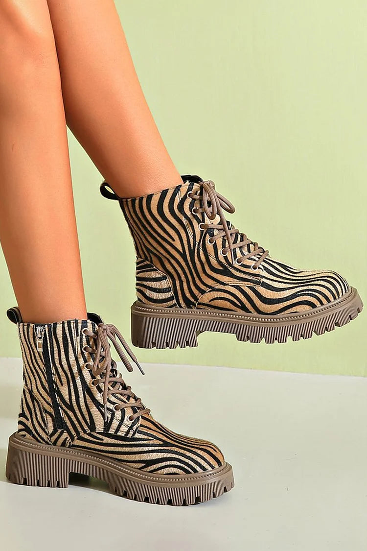 Kimberly Benn | Zebra Print Lace-Up Boots