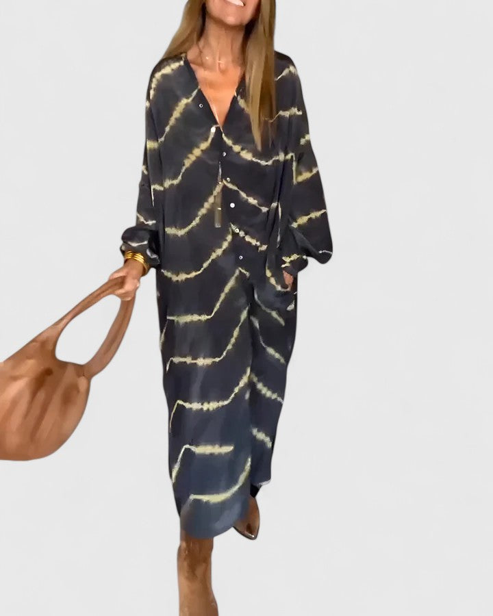 Kimberly Benn | Elegant Boho Striped Maxi Dress