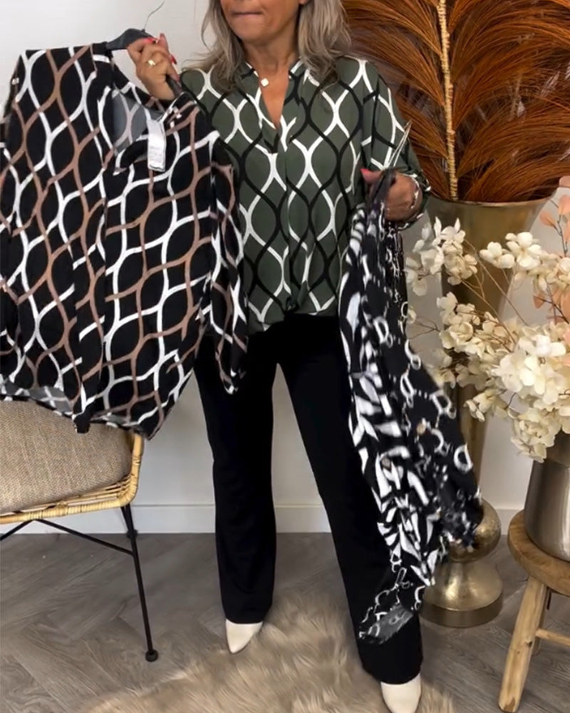 Kimberly Benn | Casual Blouse, Long Sleeves, Elegant Pattern