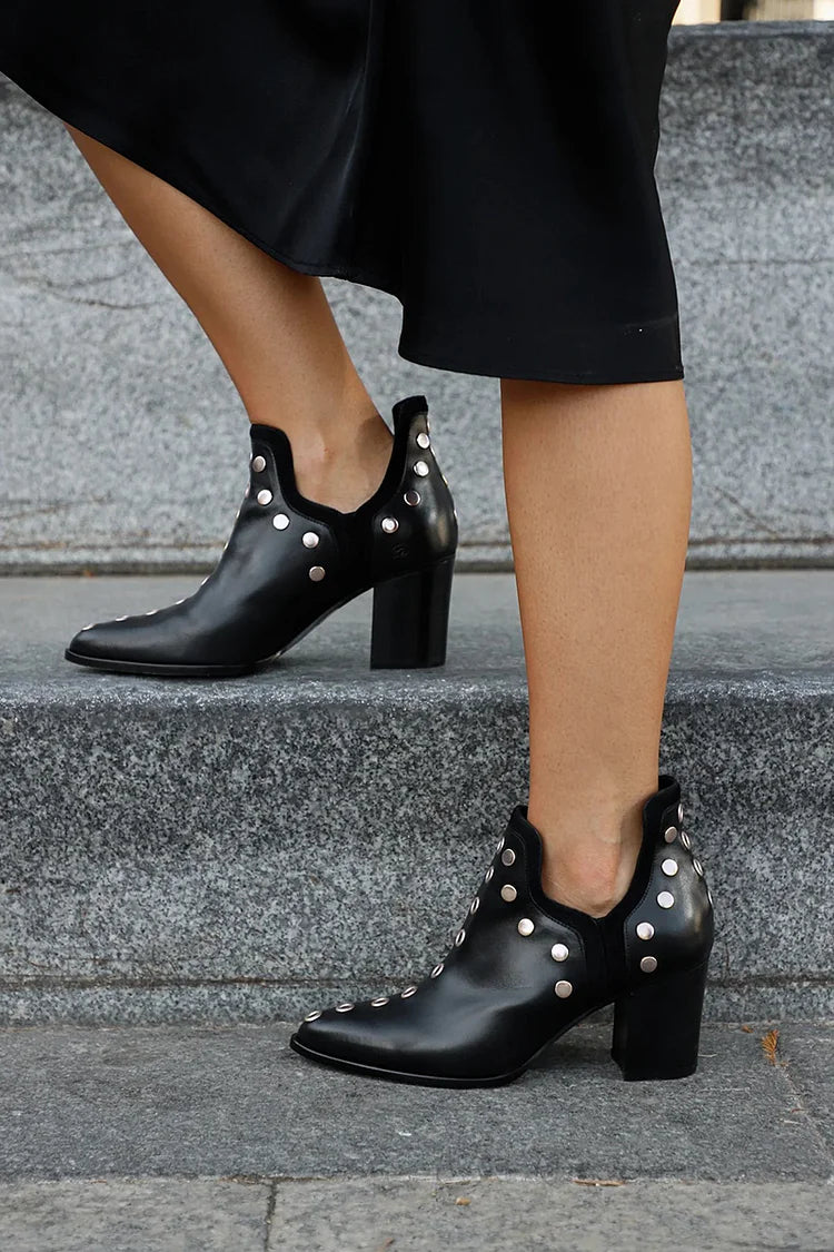 Kimberly Benn | Studded Ankle Boot With Wide Heel