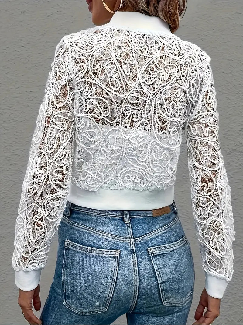 Kimberly Benn | Crop Lace Bomber