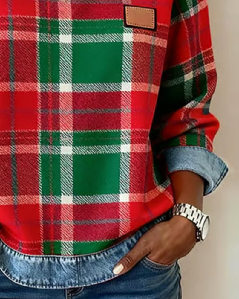 Kimberly Benn | Sweatshirt With Checkered Patchwork