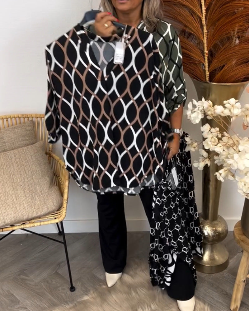 Kimberly Benn | Casual Blouse, Long Sleeves, Elegant Pattern